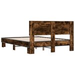 vidaXL Cadre de lit chêne fumé 135x190 cm bois d'ingénierie et métal