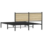 vidaXL Cadre de lit en métal sans matelas chêne sonoma 137x190 cm