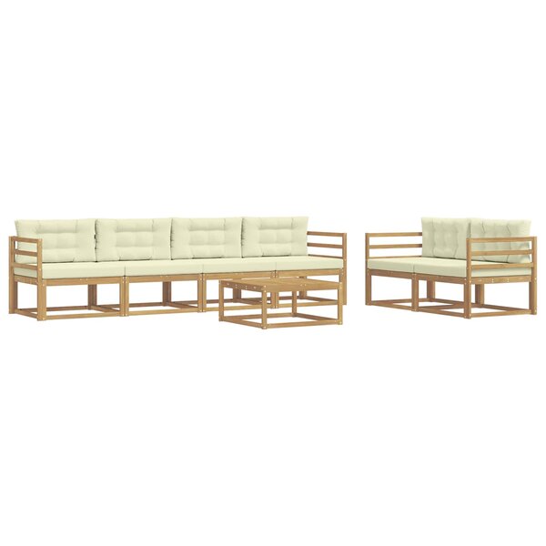 vidaXL Ensemble de canapés d'extérieur 6 Pièces Blanc et crème
