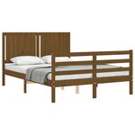 vidaXL Cadre de lit avec tête de lit marron miel double bois massif