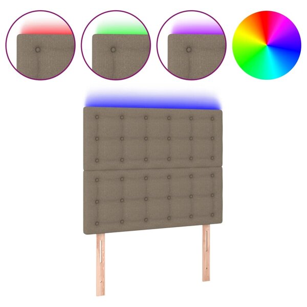 vidaXL Tête de lit à LED Taupe 80x5x118/128 cm Tissu