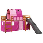 vidaXL Lit mezzanine enfants avec tunnel rose 80x200cm bois pin massif