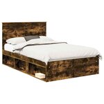 vidaXL Cadre de lit Chêne fumé 120 x 200 cm Bois de pin massif