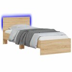 vidaXL Cadre de lit avec bandes LED Chêne Sonoma Bois d'ingénierie