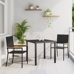 vidaXL Chaises de Jardin Empilables avec Coussins - Set de 2 Pièces en Rattan Poly Noir