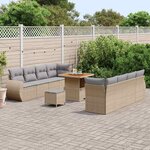 vidaXL Ensemble de canapé de jardin 11 Pièces Beige Poly rotin