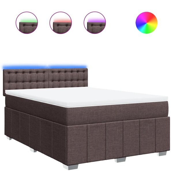 vidaXL Sommier à lattes de lit avec matelas Marron foncé 140x200 cm