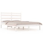 vidaXL Cadre de lit Blanc Bois de pin massif 120x190 cm Petit double