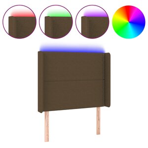 vidaXL Tête de lit à LED Marron foncé 103x16x118/128 cm Tissu