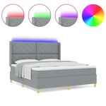 vidaXL Lit Box Spring avec Matelas & LED Gris Clair 180x200 cm Tissu