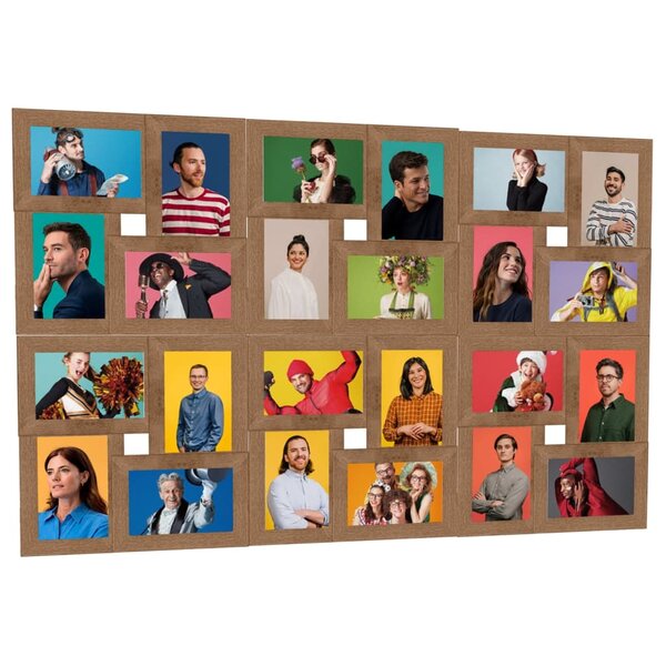 vidaXL Collage de cadres photo de photo 24x(10x15 cm) Marron clair MDF
