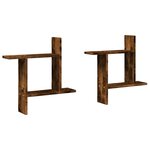 vidaXL Étagères murales 2 Pièces chêne fumé 50x12x50 cm Bois d'ingénierie