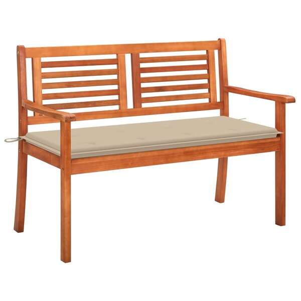 vidaXL Banc de jardin 2 places avec coussin 120 cm Bois d'eucalyptus