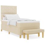vidaXL Lit à ressorts avec matelas Crème 100 x 200 cm tissu