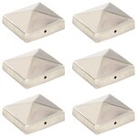 vidaXL Bouchons de poteau de clôture pyramidaux 6 Pièces Inox 81x81 mm
