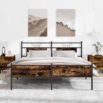 vidaXL Cadre de lit en métal sans matelas chêne fumé 180x200 cm
