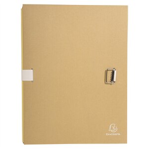 Chemise à dos extensible  papier kraft. gris beige fermeture par sangle x 10 EXACOMPTA