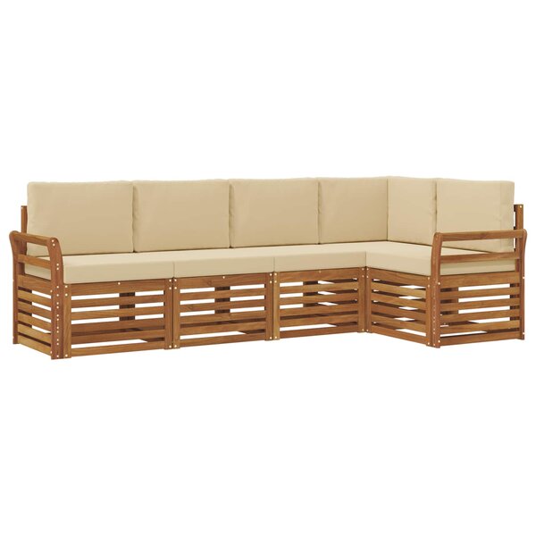 vidaXL Ensemble de canapés d'extérieur 5 pc Naturel et Beige Polyester