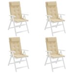 vidaXL Coussins de chaise à dossier haut lot de 4 beige tissu oxford