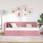 vidaXL Cadre de lit d'angle avec tête de lit Rose 80 x 200 cm Velours