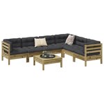 vidaXL Salon de jardin 7 Pièces avec coussins bois de pin imprégné