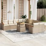 vidaXL Salon de jardin 11 Pièces avec coussins beige résine tressée