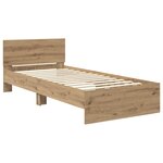 vidaXL Cadre de lit avec bandes LED Chêne artisanal Bois d'ingénierie