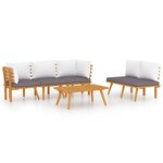 vidaXL Salon de jardin 5 Pièces avec coussins Bois d'acacia solide