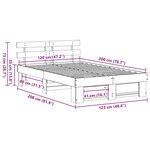 vidaXL Cadre de lit Marron cire 120 x 200 cm Bois massif en pin