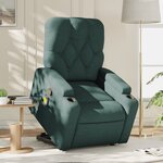 vidaXL Fauteuil inclinable de massage Vert foncé Tissu