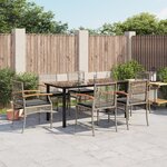 vidaXL Ensemble à manger de jardin et coussins 7 Pièces gris rotin