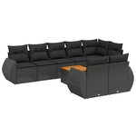 vidaXL Salon de jardin 9 Pièces avec coussins noir résine tressée