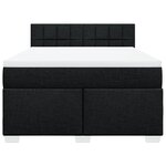 vidaXL Sommier à lattes de lit avec matelas Noir 140x200 cm Tissu