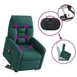 vidaXL Fauteuil inclinable de massage électrique Vert foncé Tissu