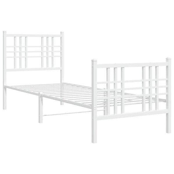 vidaXL Cadre de lit métal avec tête de lit/pied de lit blanc 80x200 cm