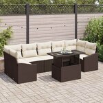 vidaXL Ensemble de canapé de jardin 8 Pièces Marron Poly rotin