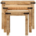 vidaXL Tables d'appoint gigognes 3 Pièces bois de manguier massif brut