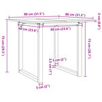 vidaXL Table à manger cadre en O 80x80x75 cm bois de pin massif fonte