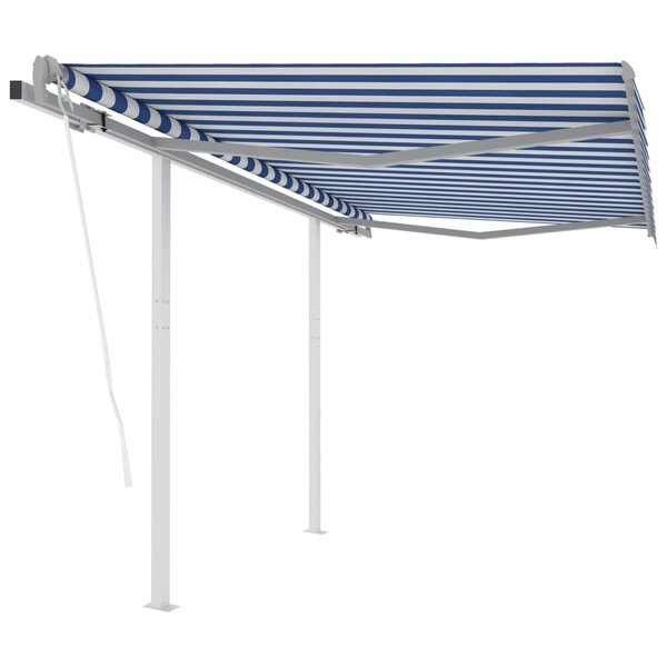 vidaXL Auvent rétractable automatique et poteaux 3x2 5 m Bleu et blanc