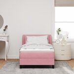 Lit coffre vidaXL avec matelas rose 100x200 cm en velours