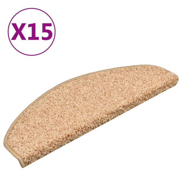 vidaXL Tapis de marches d'escalier 15 Pièces Doré 65x21x4 cm