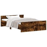 vidaXL Cadre de lit tête de lit et pied de lit chêne fumé 120x190 cm