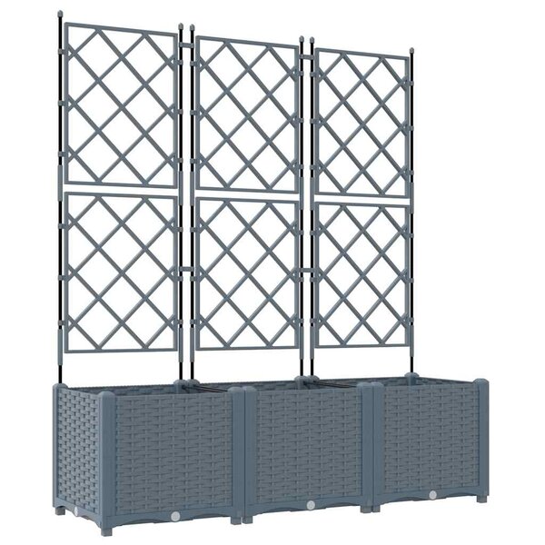 vidaXL Bac à fleurs avec Treillis 3 Pièces Gris clair 120 x 40 x 143 cm
