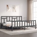 vidaXL Cadre de lit sans matelas gris 200x200 cm bois massif de pin