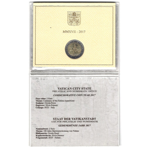 2 euros commémorative Vatican 2017 - Fatima en coffret BU.