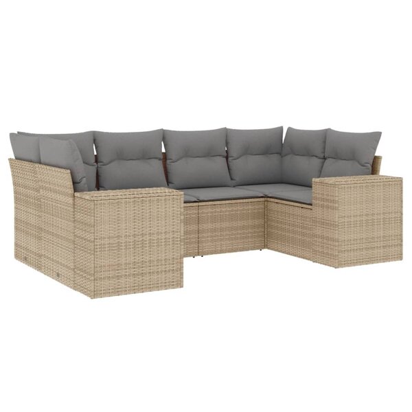 vidaXL Salon de jardin avec coussins 6 Pièces beige résine tressée