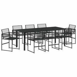 vidaXL Ensemble de salle à manger pour jardin 9 Pièces Noir polyrotin