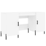 Bureau table poste de travail meuble d'ordinateur informatique étude 140 x 50 x 75 cm bois d'ingénierie blanc 02_0023517