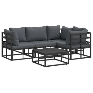 vidaXL Ensemble de canapé de jardin avec coussin 5 Pièces Noir Aluminium