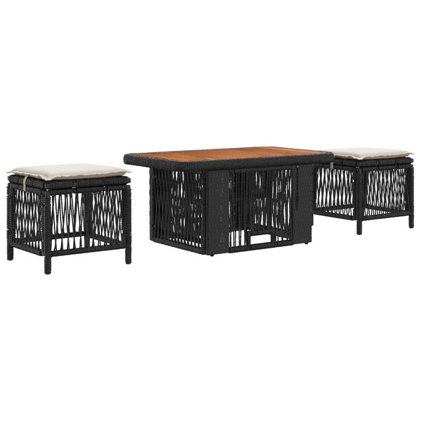 vidaXL Ensemble de salle à manger pour jardin 3 Pièces Noir et Crème